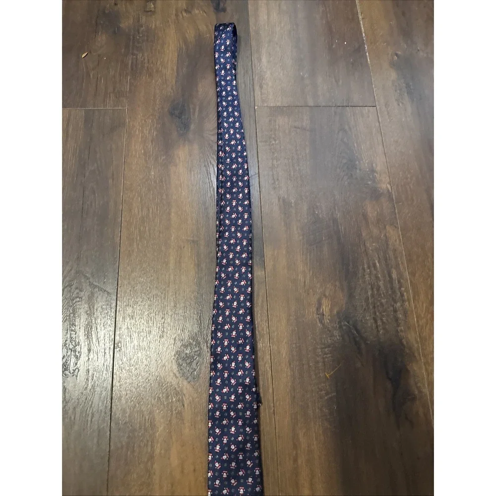 IZOD Santa Claus Christmas Necktie Men's‎ OS Navy Blue Excellent Holiday Novelty